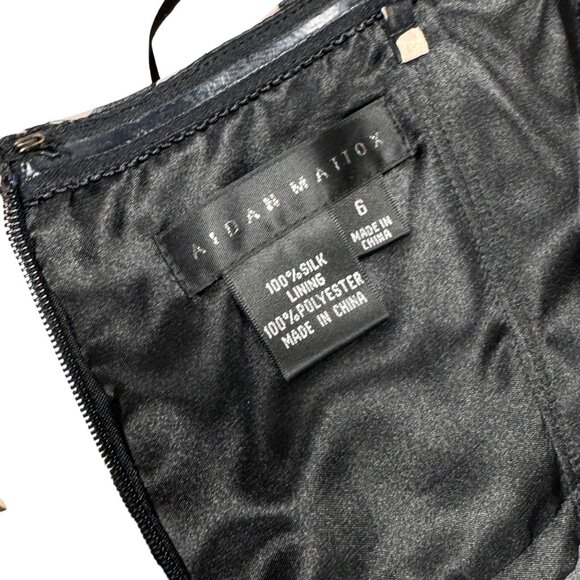 Aidan Mattox Polkadot Cocktail Dress Sz.6 Black Cream Silk Event Coquette - Picture 5 of 13